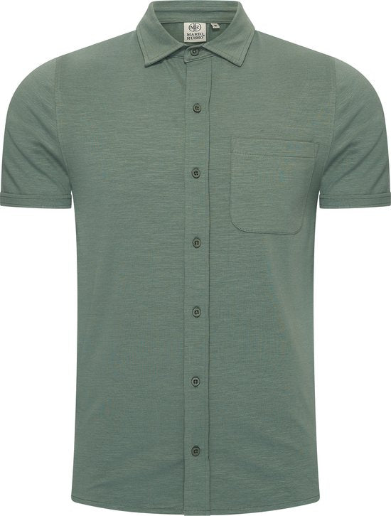 Mario Russo Kurzarmhemd - Hemd Herren - Polohemd Herren - t shirt men - M - Duck Green