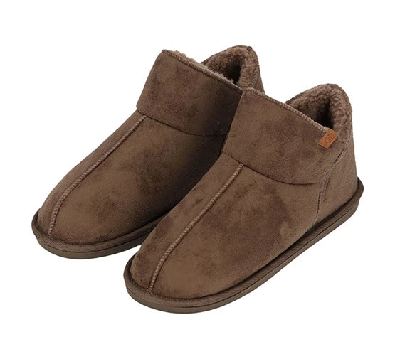 Apollo Home Boots Herren-Hausschuhe - Wildleder - Größe 43/44 - Taupe
