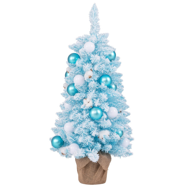 Weihnachtsbaum Coast - PVC - 136 Zweigspitzen - Inkl. 24 Kugeln & 12 Baumwollkugeln - 44x90 cm - Blau