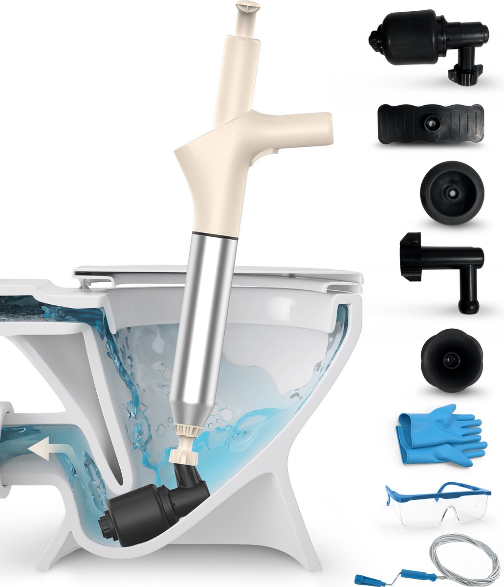 Dymac - Abfluss-Entstopfer - Hochdruck-Toiletten/Spülbecken-Entstopfer - inkl. Kanalisationsfeder