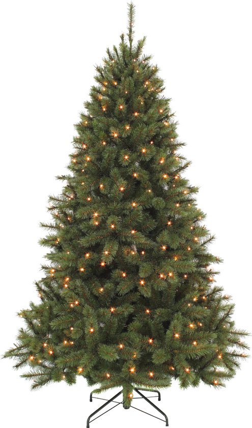 Triumph Tree Bristlecone Künstlicher Weihnachtsbaum mit LED-Lichtern - H155 x Ø99 cm - Dunkelgrün