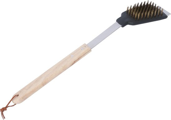 BBQ Collection Grillbürste und Grillschaber - 2-in-1 Funktion - 44 cm - Eichenholzgriff/ Edelstahl