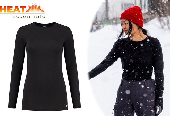 Thermounterwäsche Damen - ThermoShirt Damen - Schwarz - S - Thermokleidung Damen - Thermo Shirt Damen Langarm