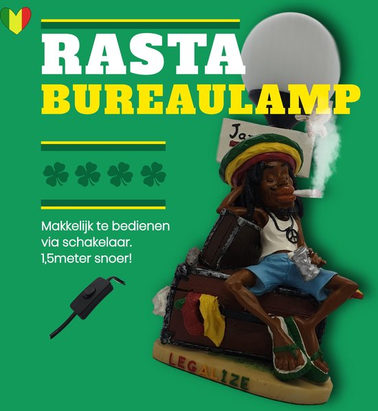 Weedzubehör rastafari Schreibtischlampe - witzige Reggae Rasta Weedzubehör Lampe auf Schrank 33 cm hoch 1