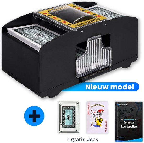ShopWise Automatischer Kartenschüttler - Inklusive Spielkarten und E-Book - Batteriebetrieben - Schüttler - Kartenschüttler - Spielkartenschüttler - Kartenschüttler