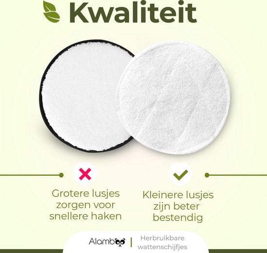 12 Stück wiederverwendbare Baumwollpads - Waschbare weiche Baumwollpads - Nachhaltig & Bio - Inklusive Wäschesack