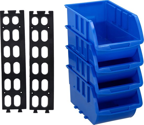 Kinzo 4 Stapelbehälter (23x15x12) - mit Aufhängeschienen