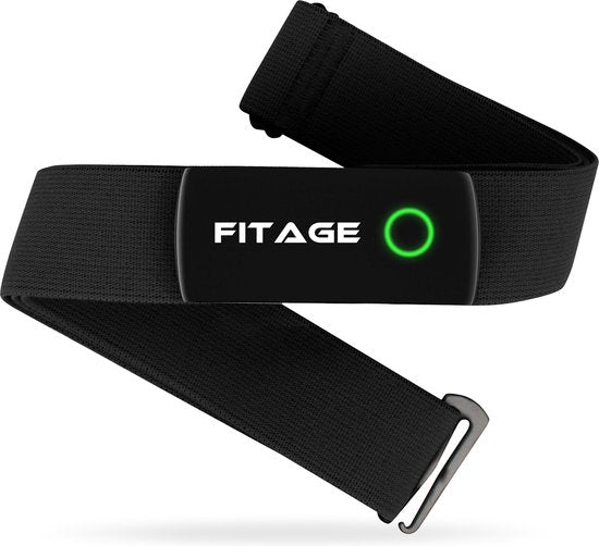 FITAGE - Herzfrequenz-Messgerät HRM-DUAL - Messband mit Bluetooth und ANT+ Sensor - Wiederaufladbare Batterie - Schwarz