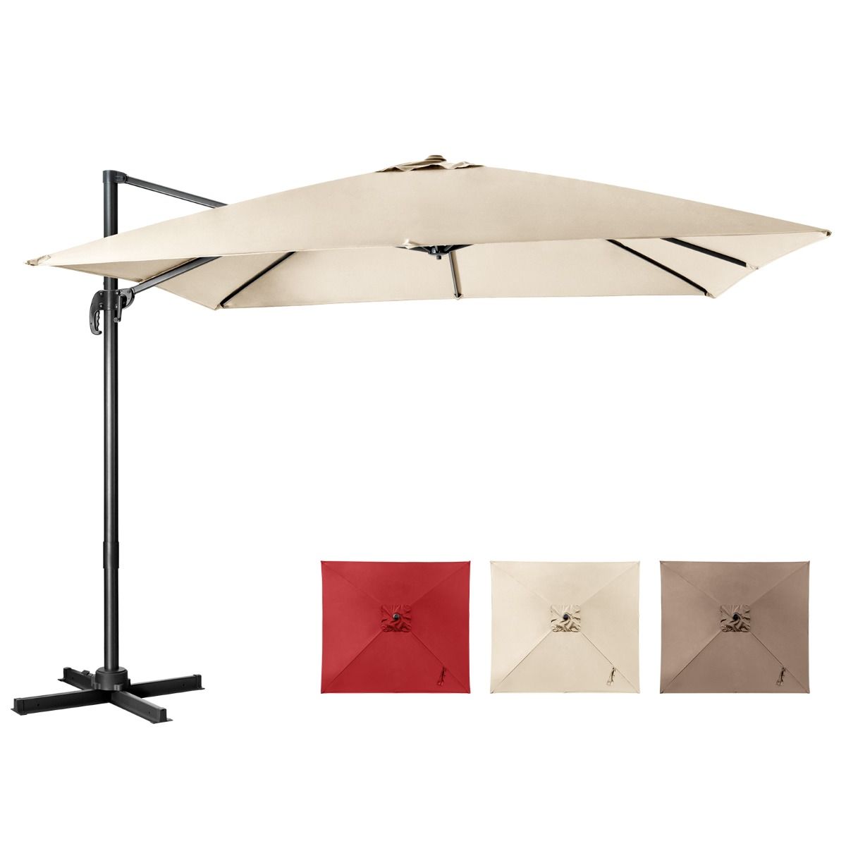 Coast Freischwingender Terrassen-Sonnenschirm - 3 Neigungseinstellungen - 360Â° Drehung - 8 solide Ballen - Beige