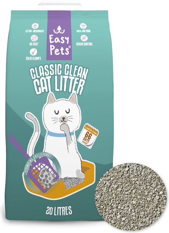 Easypets Classic 5in1 Katzenstreu - 20L - Klumpende Katzenstreu - Geruchlos - 100% staubfrei - Natürlich