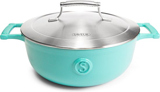 Saveur Voyage Kasserolle - Ø25 cm - Gusseisen - PFAS-frei - Induktion - Saveur Blau