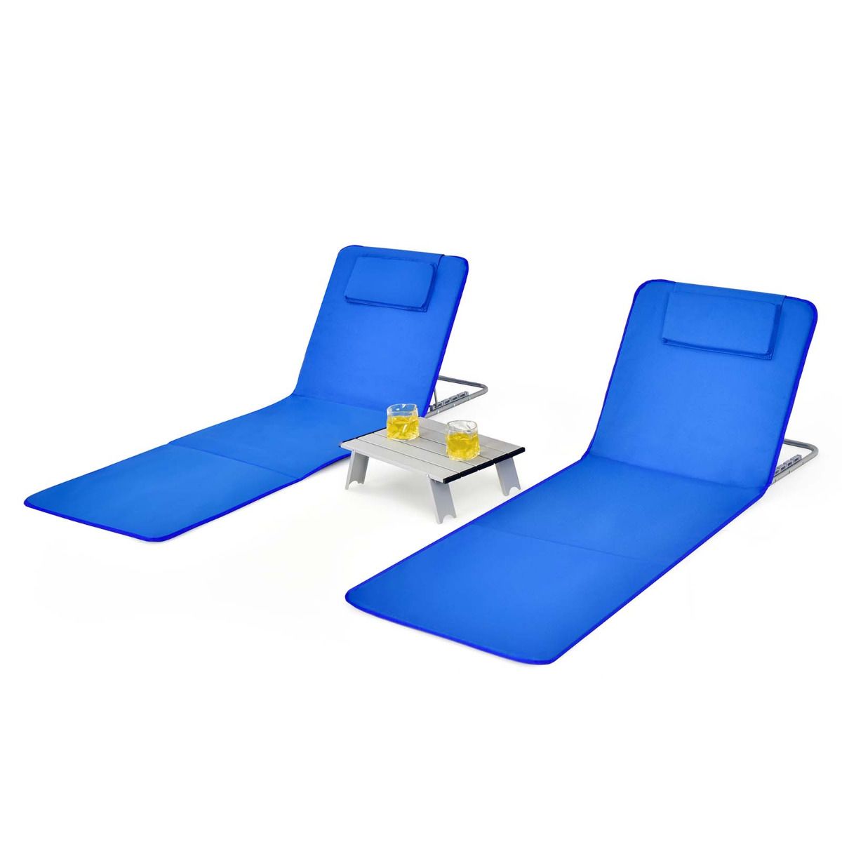 Strandmatten und Beistelltisch Coast - 3er-Set - blau - faltbar – Bild 2