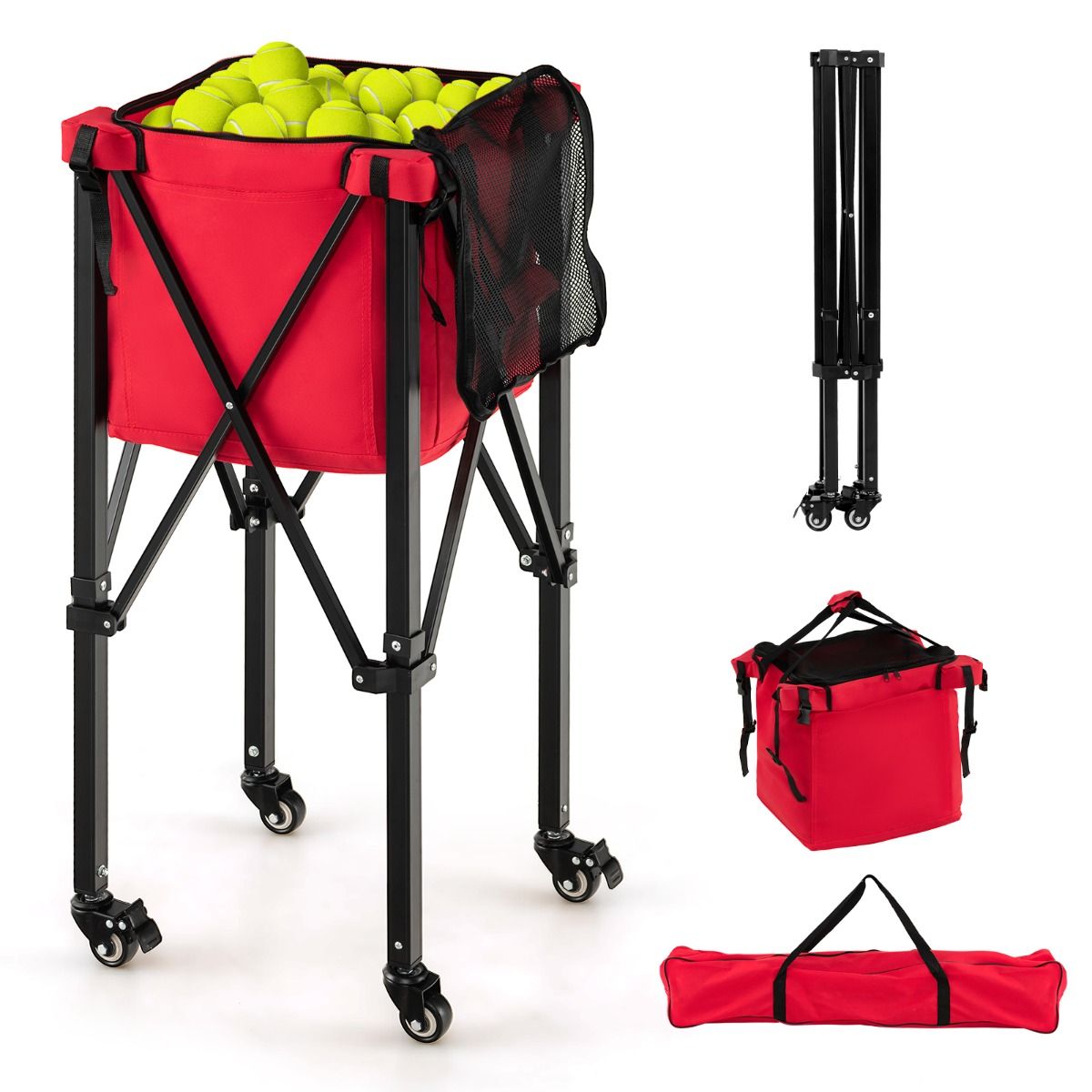 Coast Faltbarer Tennisballwagen - 40 x 40 x 92 cm - schwarz + rot – Bild 2