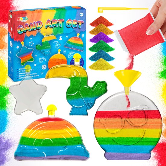 Play Sand Coloured Crafts - Sand Art - Sandspielsets für Kinder - Farbiger Sand mit 4 lustigen Flaschen - Crafts girls 6 years old