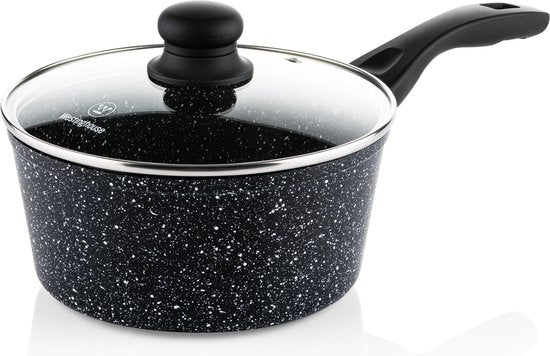 Westinghouse Stahlpfanne - Ø 20 cm - Induktion - PFOA-frei - Inklusive Deckel - Schwarzer Marmor