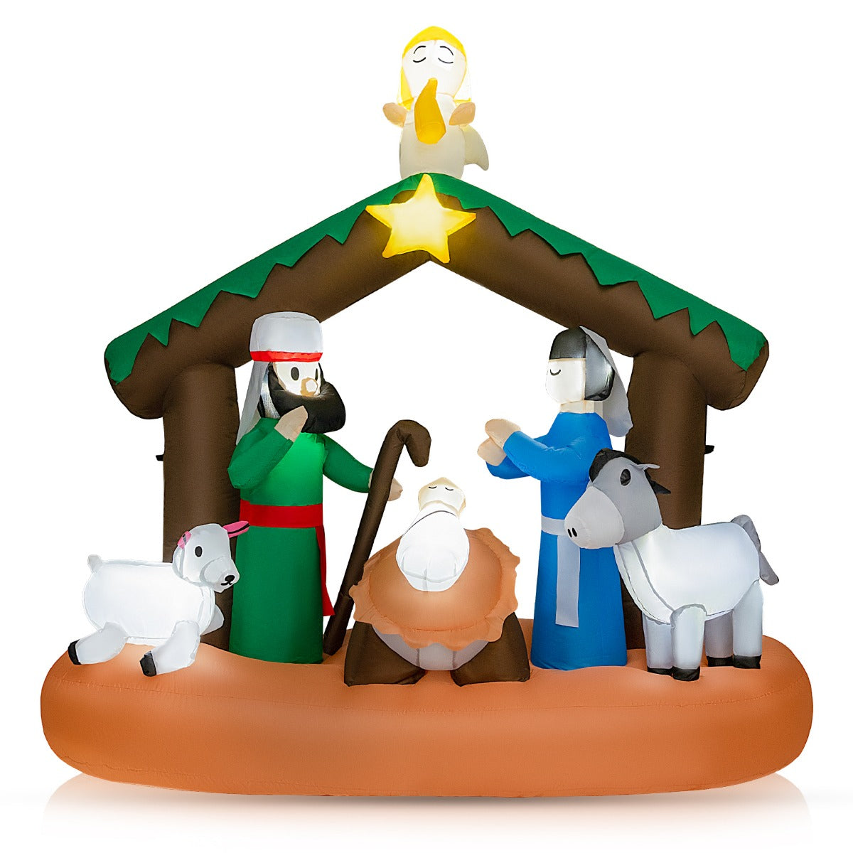 180 cm Aufblasbare Krippe Weihnachtsdekoration mit Led-Lichtern Replik der Geburt Jesu Weihnachtsbeleuchtung Indoor/Outdoor – Bild 2