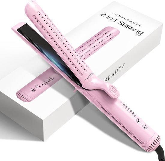 Sansbeauté® 2 in 1 Airflow Glätteisen - Lockenstab - Glätteisen - Haarglätter - Schnelles Aufwärmen - 140℃ bis 220℃ - Glätten & Locken - ION-Technologie