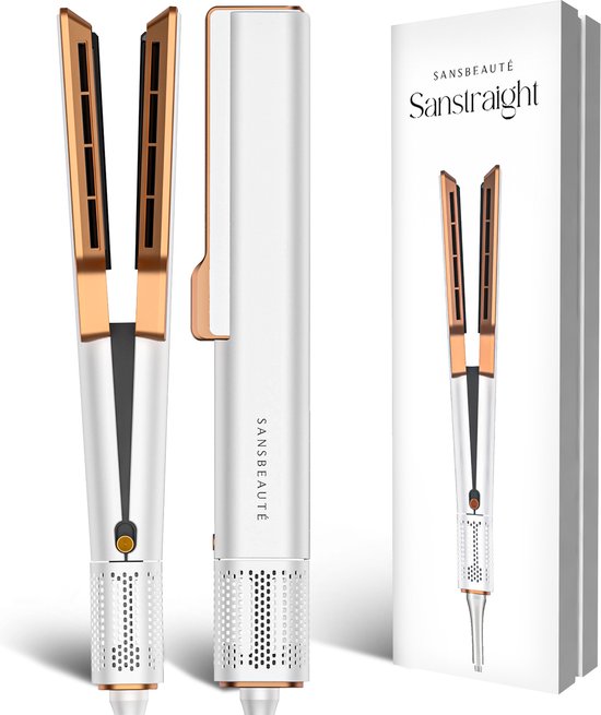 Sansbeauté® - Sanstraight Glätteisen - 2-in-1 Airstraight - Haartrockner & Glätteisen - 80℃ bis 140℃ - Weiß