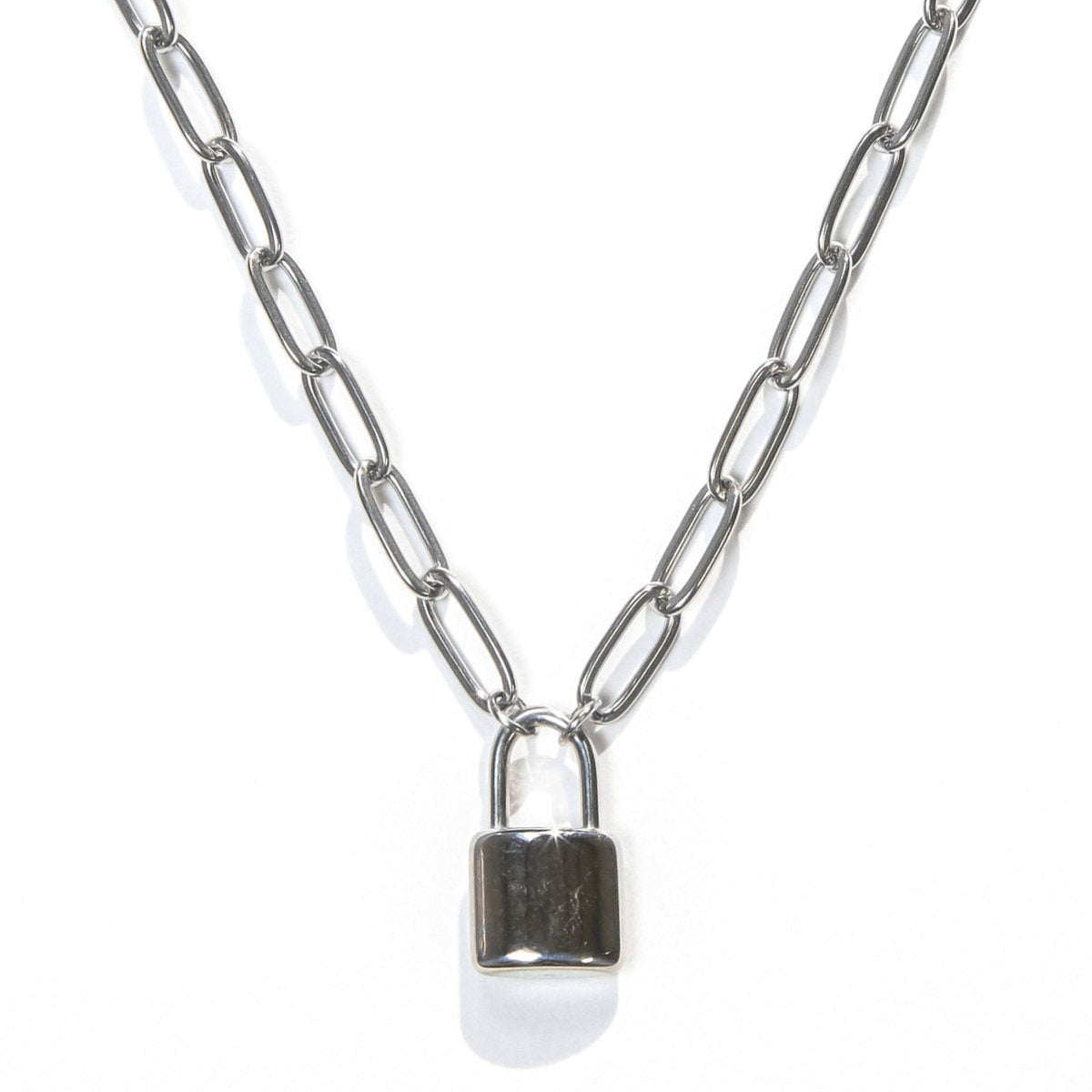 Laura Ferini Damenhalskette Serratura Silber - Silberne Gliederkette mit Verschluss - 18K Weißgold vergoldet - Halskette - Halskette - Schmuck - Accessoires - Gliederkette - Kette mit Anhänger - Verschluss