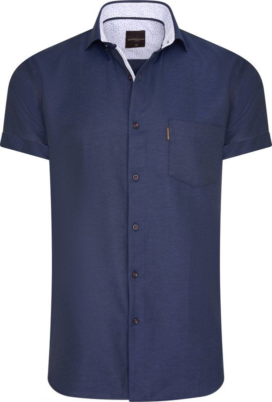 Cappuccino Italia - Herrenhemden Kurzarmbluse Navy - Blau - Größe 3XL