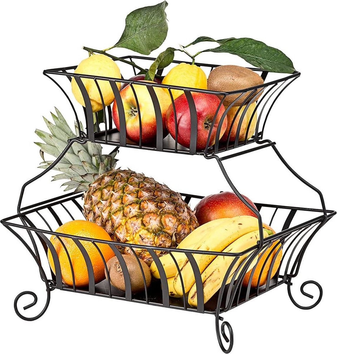 Chefarone Etagere - Obst-Etagere - Obstkorb - Obstschale - Gemüsekorb - Aufbewahrung - 1 bis 2 Schichten - Metall - Schwarz