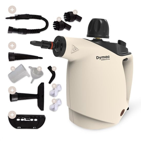 Dymac MistBurst One - Handdampfreiniger - Reinigungsmaschine - Dampfer - Handdampfer - Dampfreiniger für Boden/Bank/Bad/Küche - Verschiedene Aufsätze - 450ML