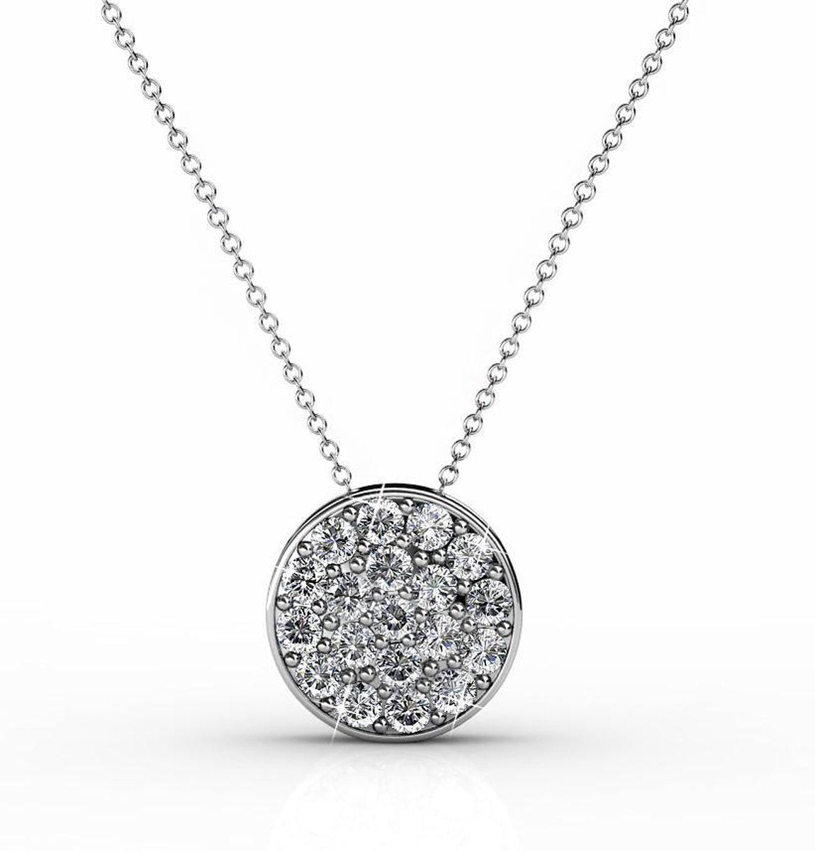 Yolora Damenhalskette mit Anhänger und Kalpa Camaka Kristall - Farbe Silber - 18K Weißgold vergoldet - Geschenkverpackt