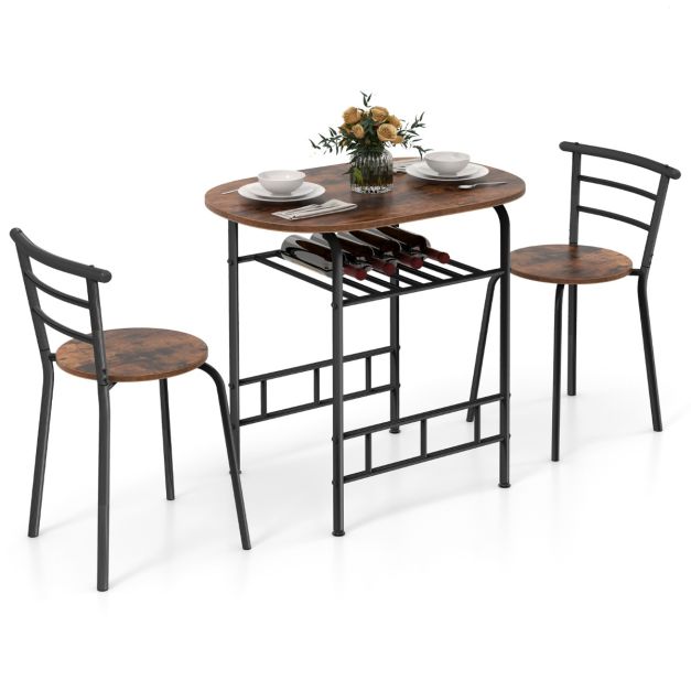 Coast Küchentisch - MDF & Metall - Inkl. 2 Stühle - 80 x 53 x 77 cm - Braun – Bild 2