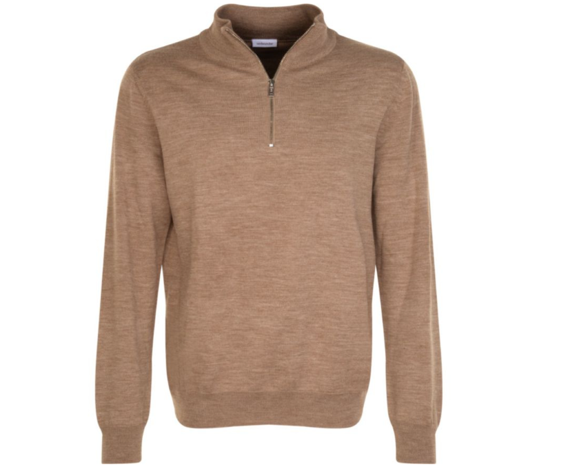 Seidensticker - Pullover mit Viertel-Reißverschluss für Männer - beige melange - Größe XXL - 100% Merinowolle