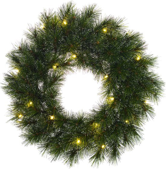 Black Box Trees Glendon Weihnachtskranz mit LED-Lichtern - Ø60 cm - Grün
