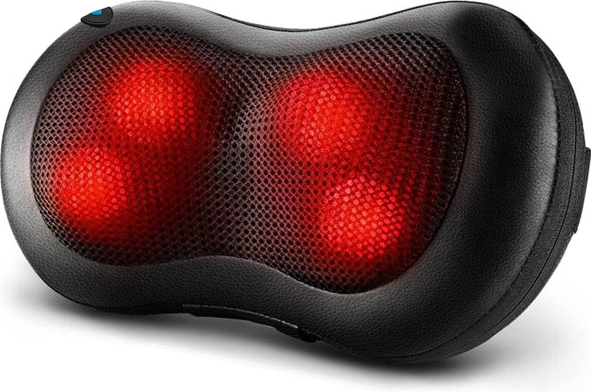 LifeGoods Elektrisches Shiatsu-Massage-Kissen Nacken- und Rückenmassage Wärmefunktion Schwarz