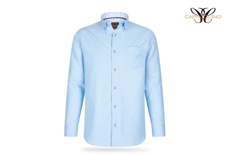 Cappuccino stilvolles Hemd - Hellblau - 3XL