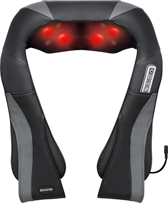 Auronic - Shiatsu Massagekissen - für Nacken und Schulter - Infrarot-Wärmefunktion - Schwarz