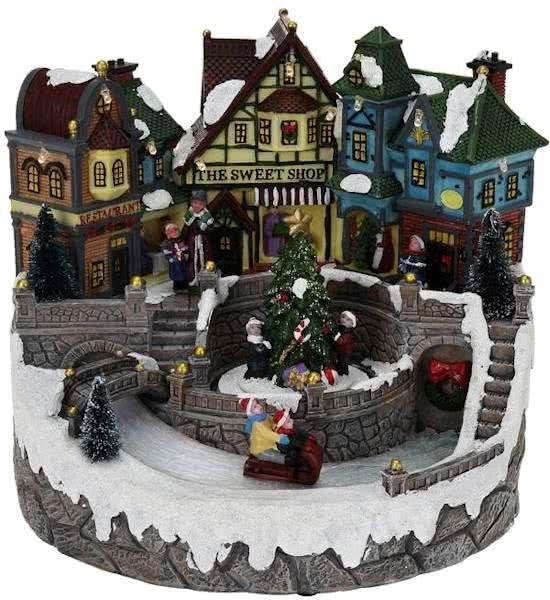 Weihnachtsdorf mit Lichtern und Bewegung