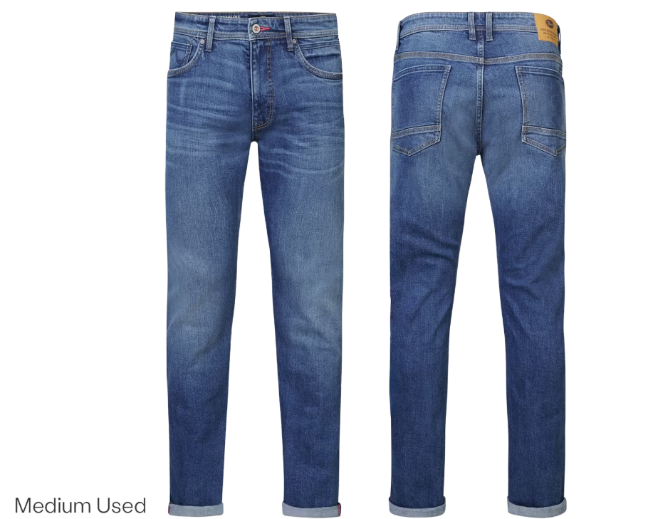 PETROL SANTIAGO Herren Jeans W33 L32 - Straight Fit - Mittelgrau