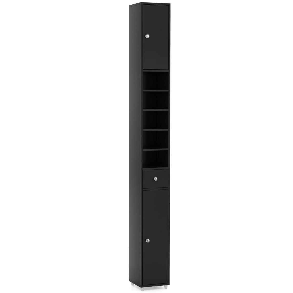 Coast Hoher Badezimmerschrank - 5 verstellbare Einlegeböden - MDF - 20 x 20 x 180 cm - Schwarz – Bild 2