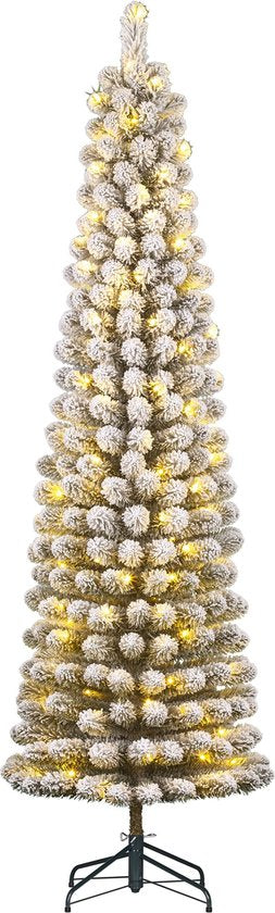 Black Box Trees Charlton Schmaler Künstlicher Weihnachtsbaum mit warmweißen LED-Lichtern - H230 x Ø58 cm - Grün mattiert