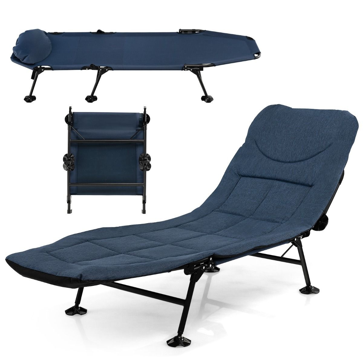Coast Zusammenklappbares Campingbett - leicht tragbar - verstellbare Rückenlehne - 6.5Kg - Marineblau – Bild 2