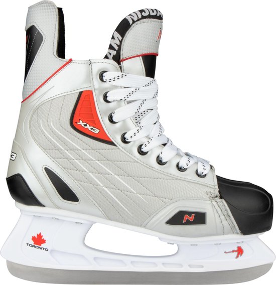 Nijdam Eishockey Schlittschuhe - Polyester - Deluxe - Silber/Schwarz - Größe 43