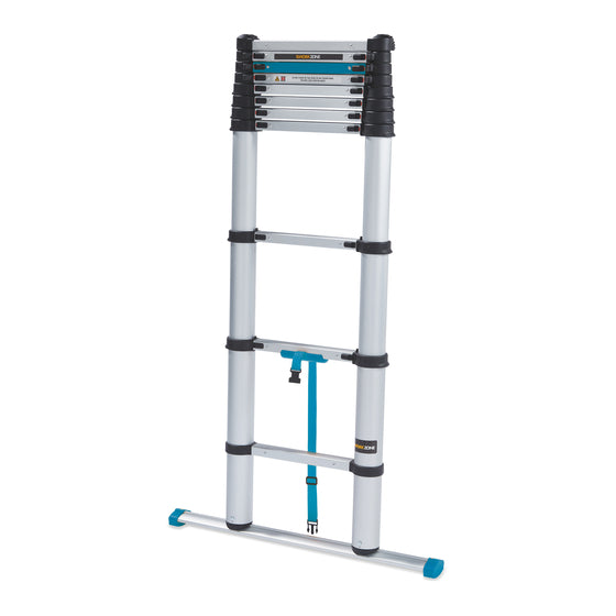 Workzone - Teleskopleiter - 4.02m - 11 Stufen - Max. 150 kg - Soft-Close - Silber