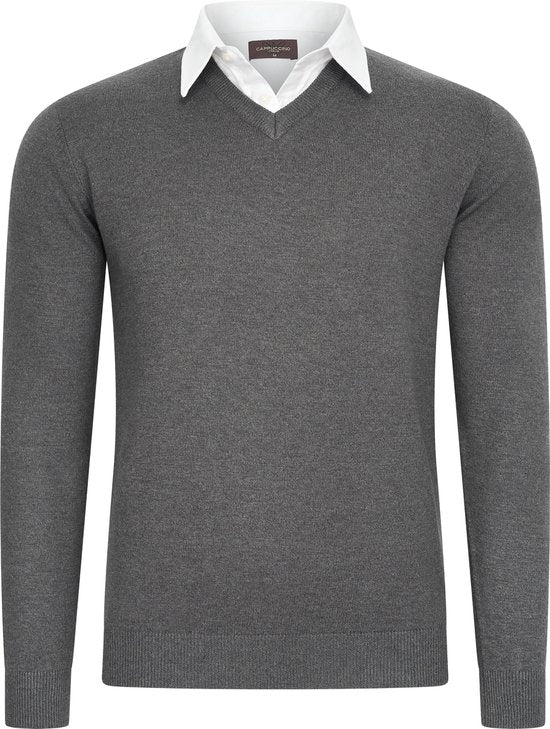 Cappuccino Italia - Herren Pullover Mock Pullover - Grau - Größe XL