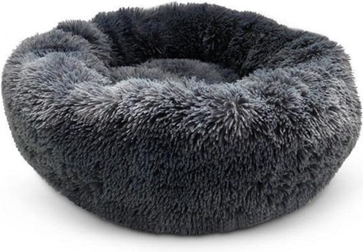 Snoozle Donut Hundekorb - weiches und luxuriöses Hundekissen - waschbar - flauschig - Hundekörbe - 50cm - Grau