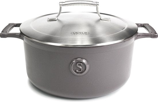 Saveur Voyage Ovale Kasserolle - Ø25 cm - Gusseisen - PFAS-frei - Induktion - Grau