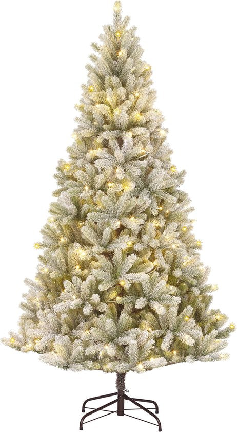 Black Box Trees Nagoya Künstlicher Weihnachtsbaum mit warmweißen LED-Lichtern - H210 x Ø115 cm - Grün gefrostet