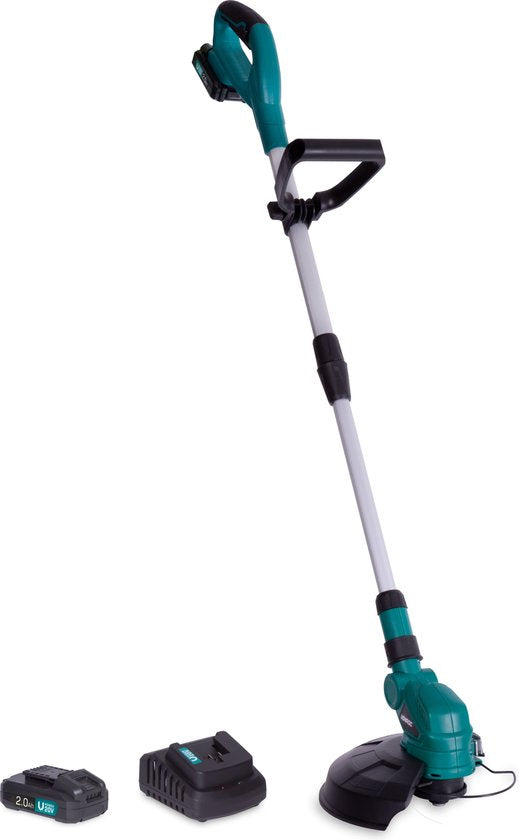 VONROC Rasentrimmer 20V - VPower 20V - Inkl. 2x 2.0Ah Akku und Ladegerät - 250mm - Doppelspule (2x4m) - Teleskopstange