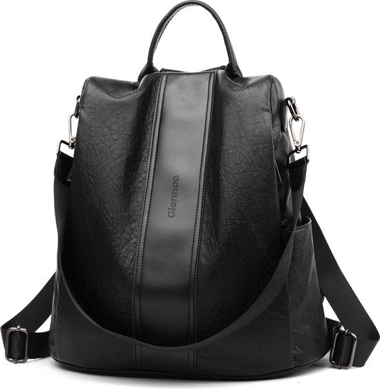 Glennoo Anti-Diebstahl-Rucksack Damen - Rucksack Damen - PU-Leder - Schwarz
