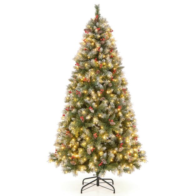 Cost - Künstlicher Weihnachtsbaum mit Lichtern - 420 Led-Lampen - Weiß/Grün - 195x106 cm