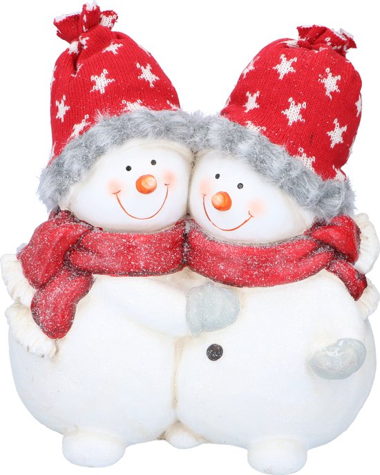Weihnachtsgeschenke Weihnachtsstatue Schneemänner Paar - Statue 31CM - Weihnachtsdekorationen für drinnen und draußen