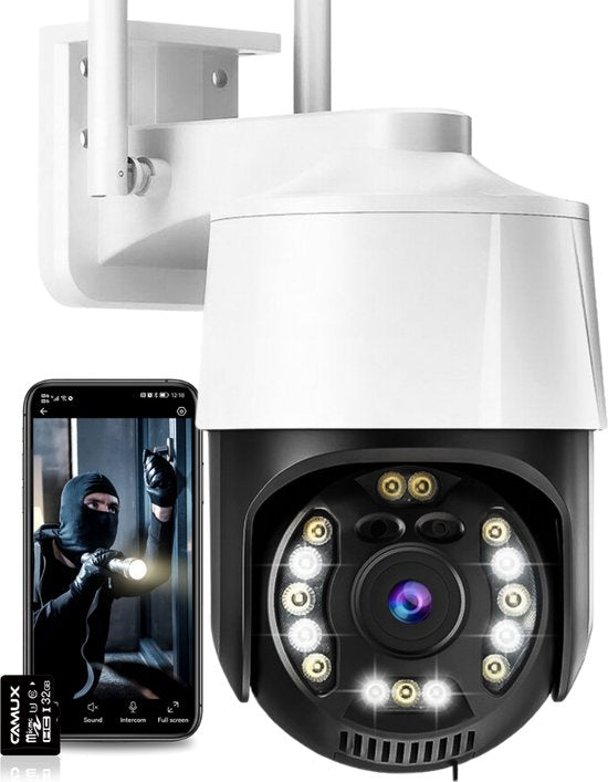 Camux Cam-VisionX Sicherheitskamera Outdoor IP66 - 3MP 2K Kamera - Outdoor Kamera mit Nachtsicht - Wifi mit App - Sicherheitskamera