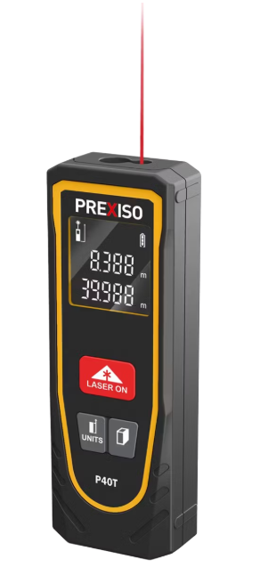 Prexiso Digitales Laser-Distanzmessgerät P40T - Messbereich 40 Meter